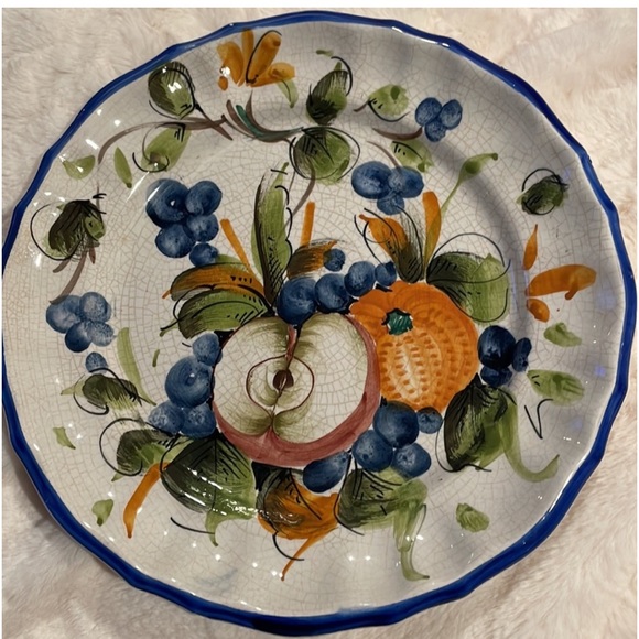 Vintage Dining Vintage Dinner Plate Ceramic Hand Painted Signed